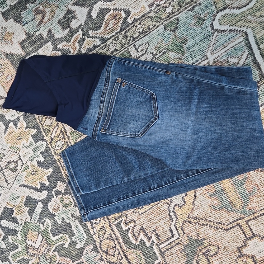 Madewell Navy Panel Skinny Maternity Jeans -Classic Blue Denim